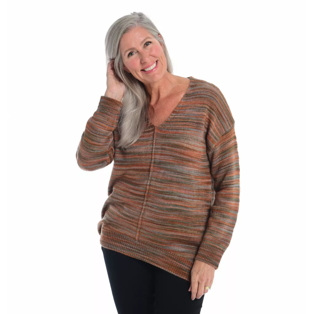 Space DyedV-Neck TunicSweater