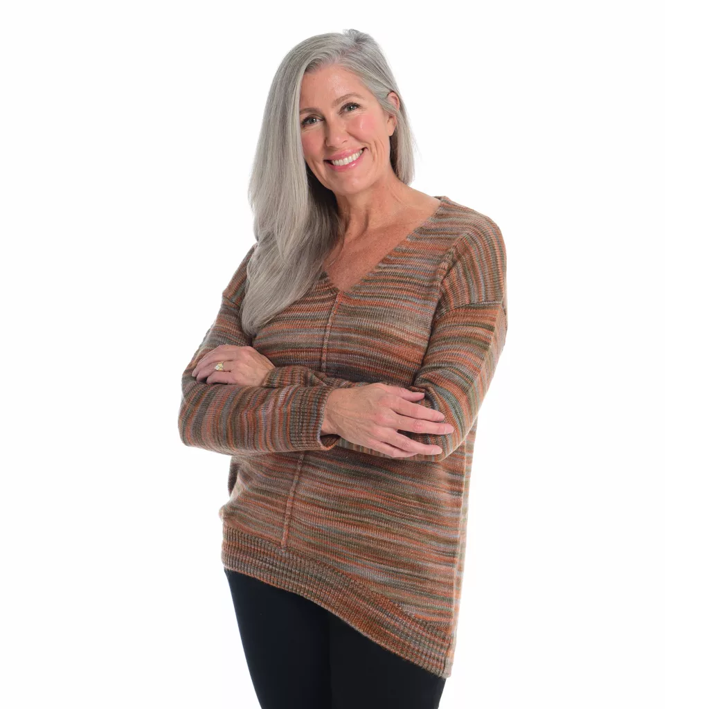 Space DyedV-Neck TunicSweater - Image 9